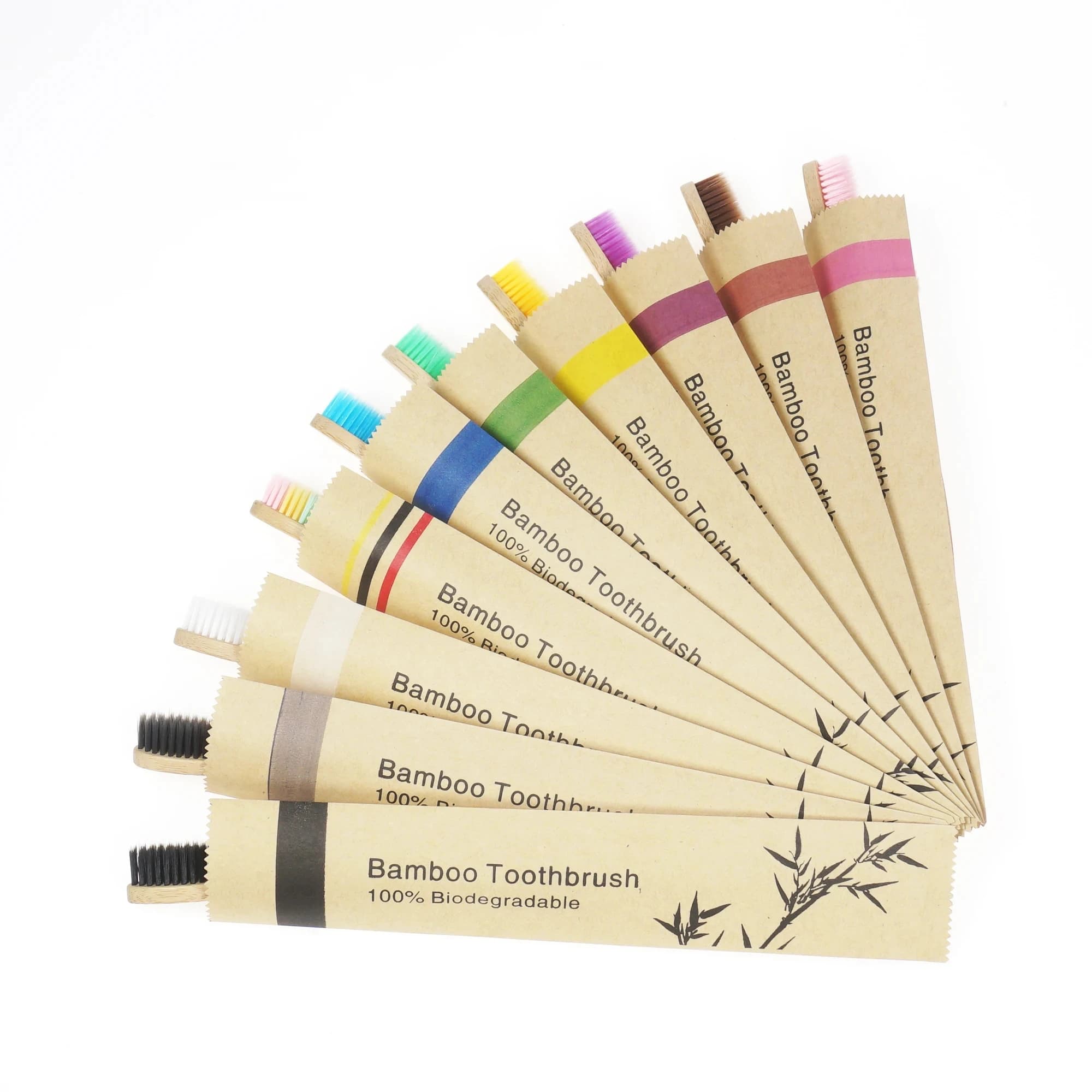 10 spazzolini da denti in bambù per bambini, setole morbide, spazzolino per bambini, ecologico, biodegradabile, con manico in legno, per sbiancare i denti