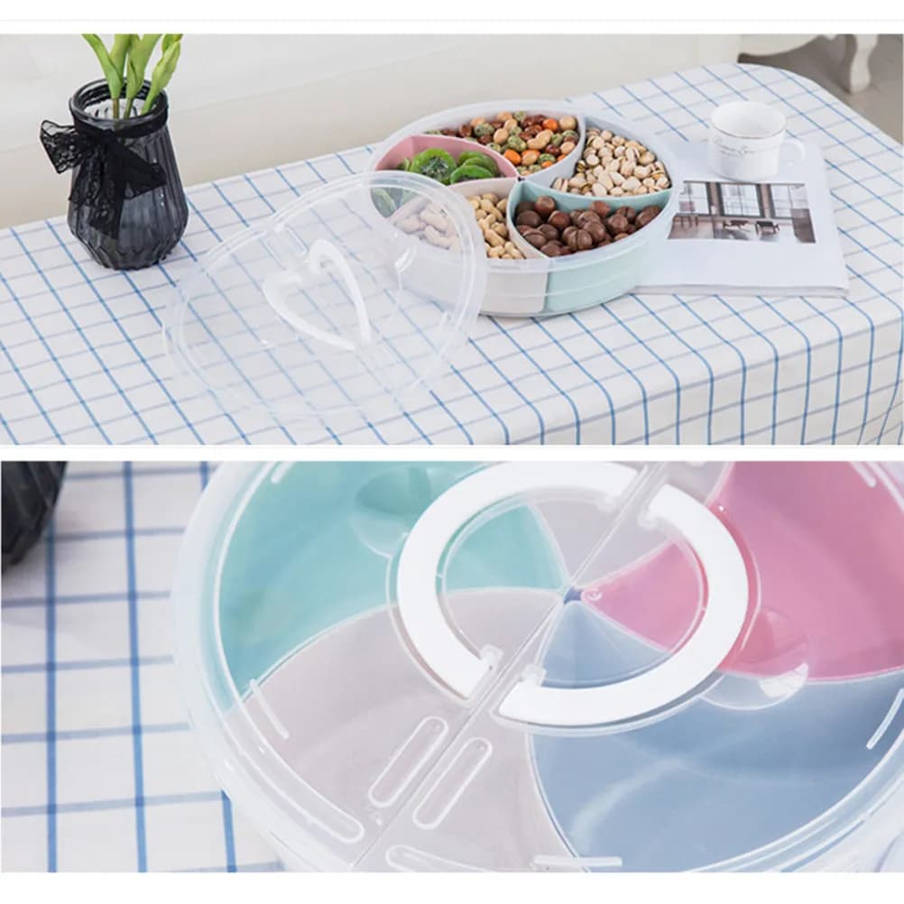 5-Compartment Dried Fruit Storage Box Transparent Moisture-Proof Plastic Candy Box Snack Container Fruit Tray Eco-Friendly PP