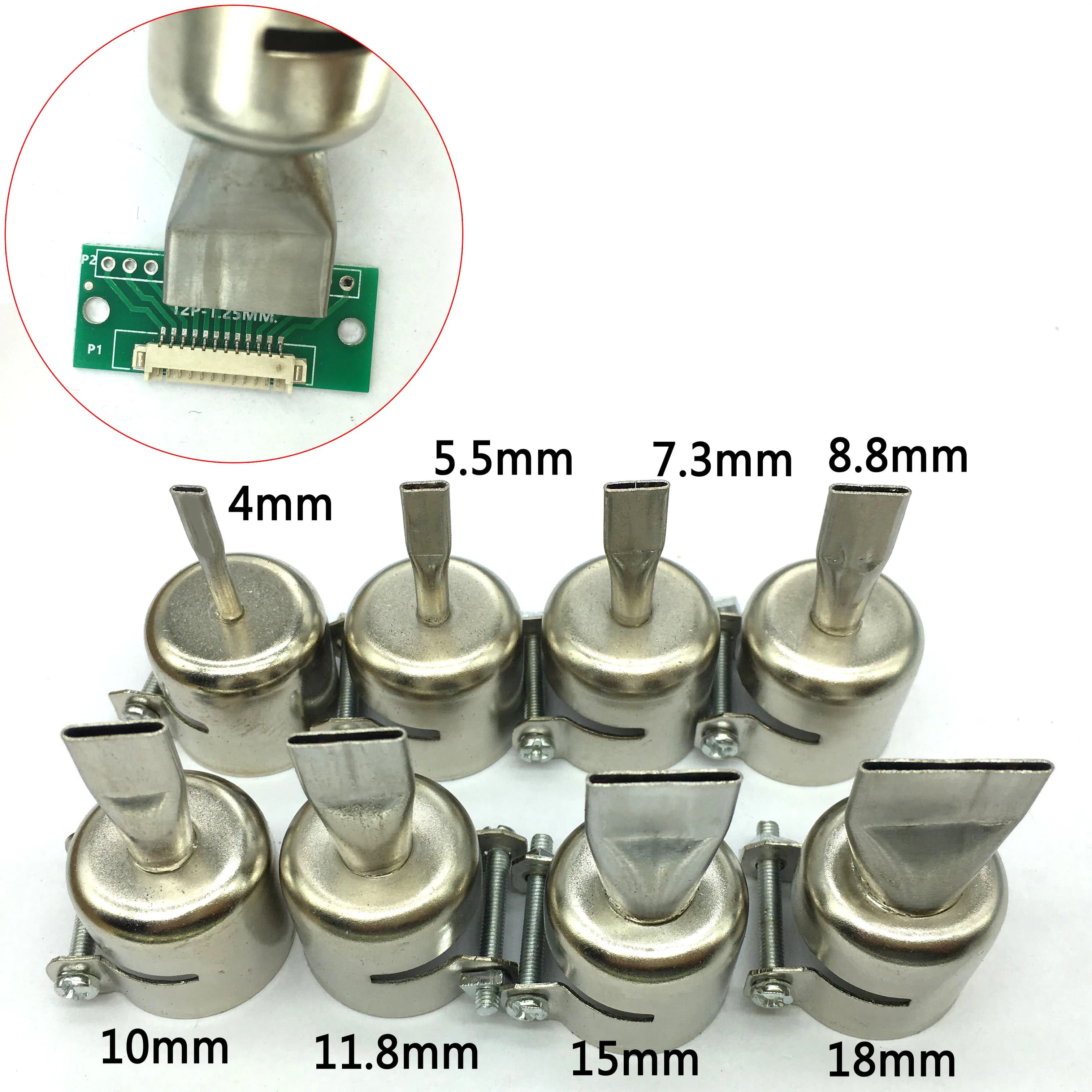 6 pezzi 3mm 4mm 5mm 7mm 8mm 10mm 850 serie 45 gradi ugelli per pistola di calore curvi piegati per la sostituzione della saldatura della stazione di saldatura 852