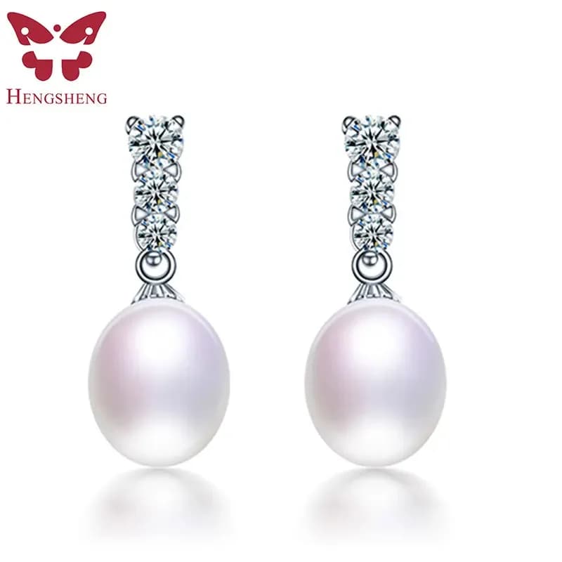 HENGSHENG Reale D'acqua Dolce Naturale Della Perla Orecchini Per La Ragazza, Orecchini di goccia Con Fine Jewelry Donne Orecchini