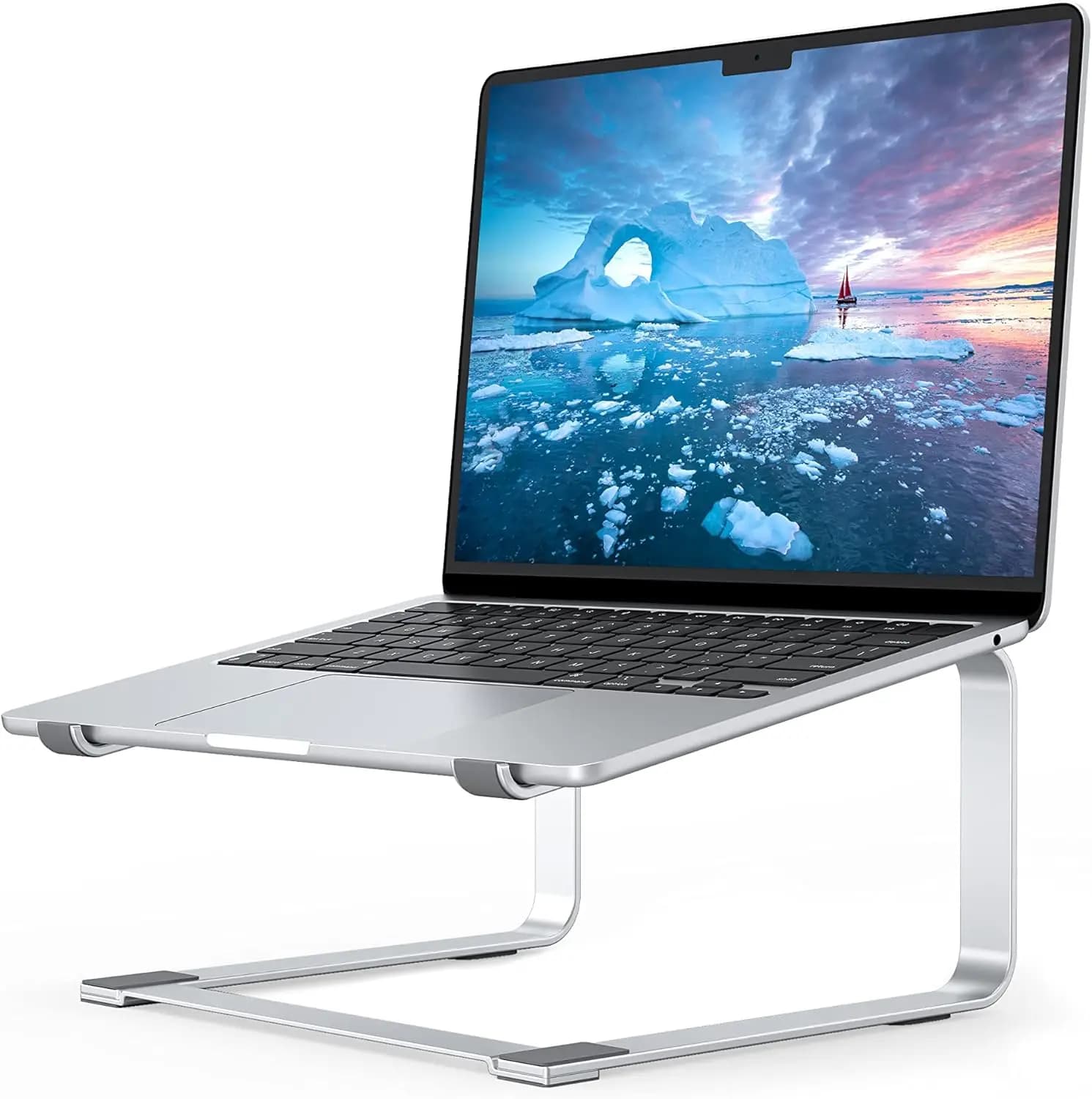 Supporto per Laptop in Metallo da Scrivania, Stabile e Robusto, Ergonomico per Notebook da 12-17.3 Pollici, Argento