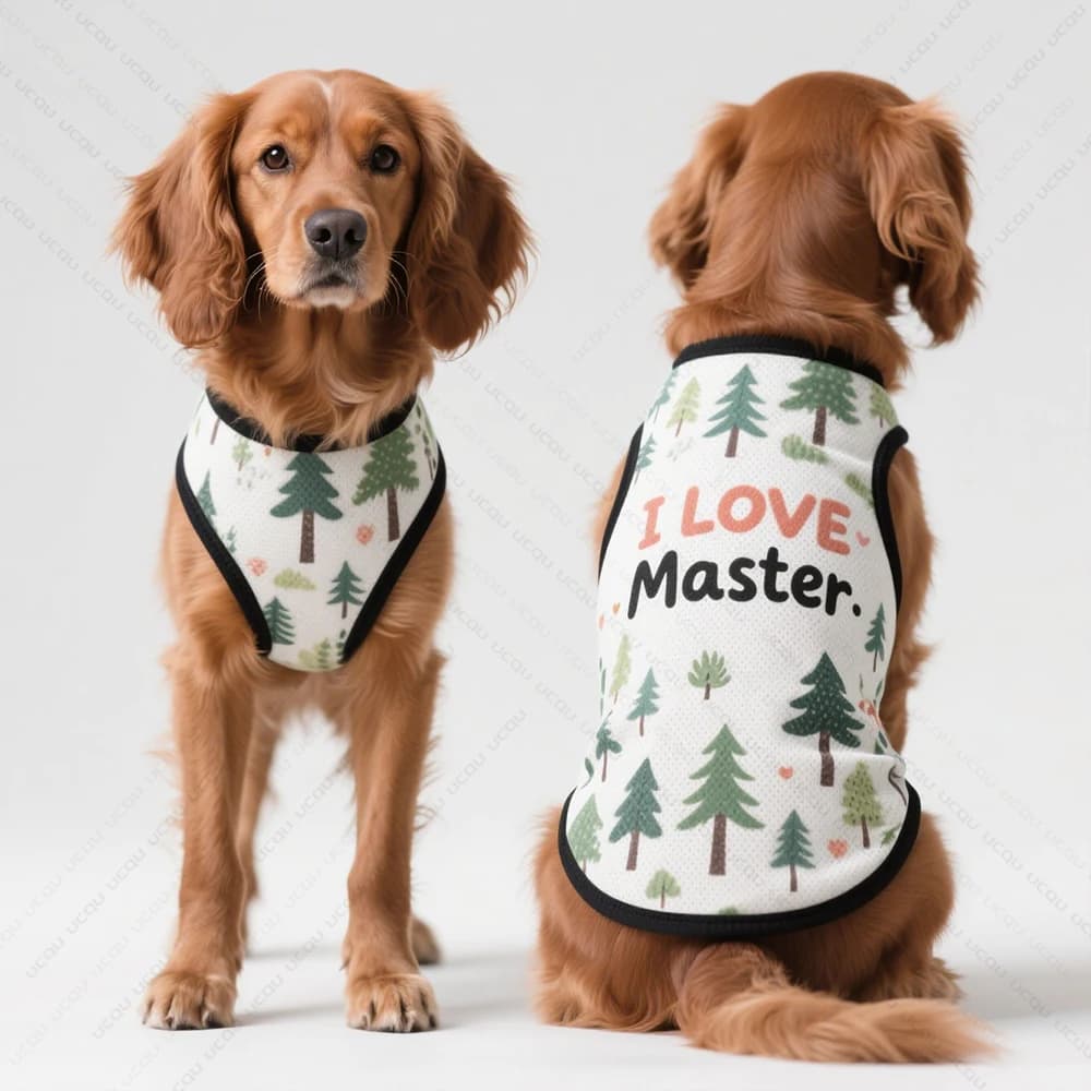 Abbigliamento per cani da compagnia in stile foresta Camicetta per cani senza maniche Fresco e traspirante Abbigliamento estivo essenziale per animali domestici Stile slogan Alla moda