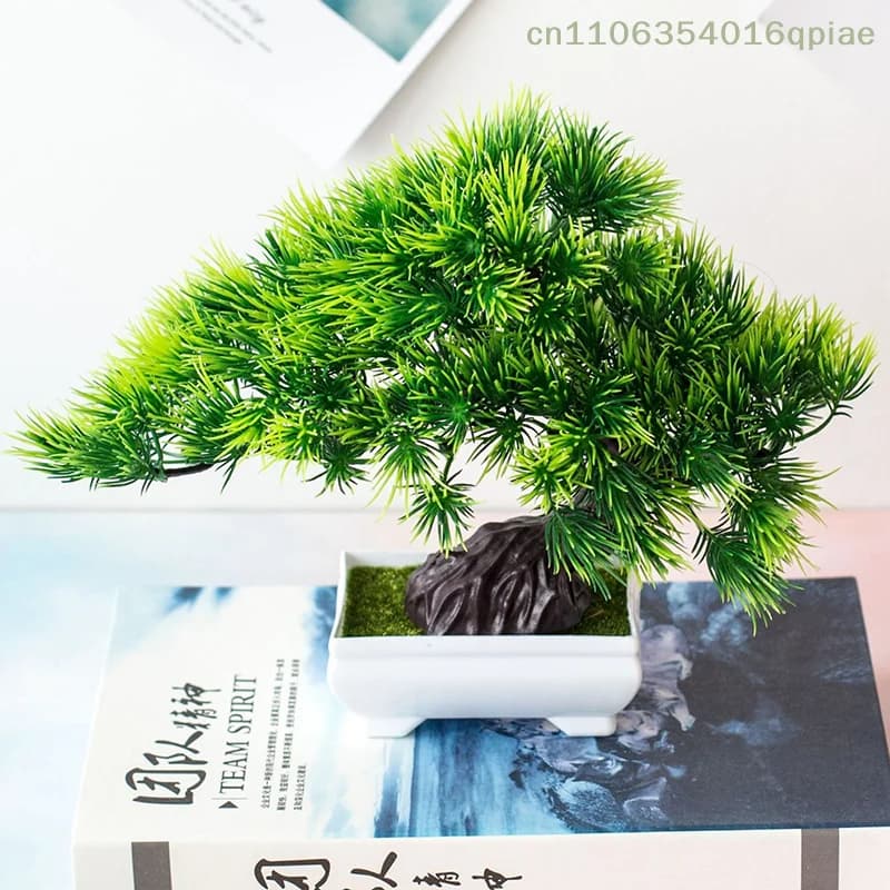 Artificial Plastic Plants Bonsai Small Tree Pot Fake Plant Potted Flower Garden Arrangement Ornaments Room Home Table Decoration