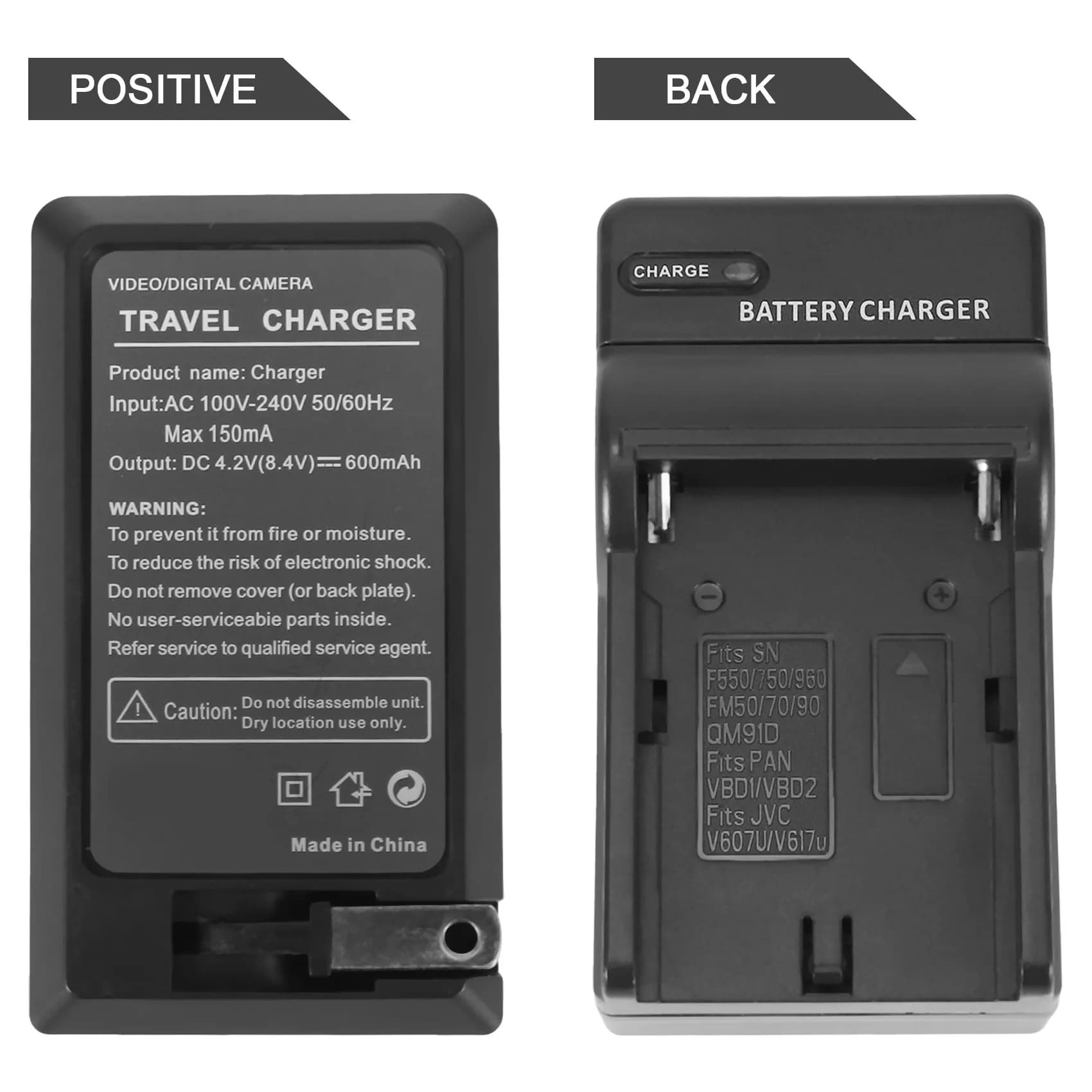 Caricabatteria NP-F550 per Sony NP-FM50, FM70, FM90, FM30, FM500H, FM51 (spina americana) CALDO