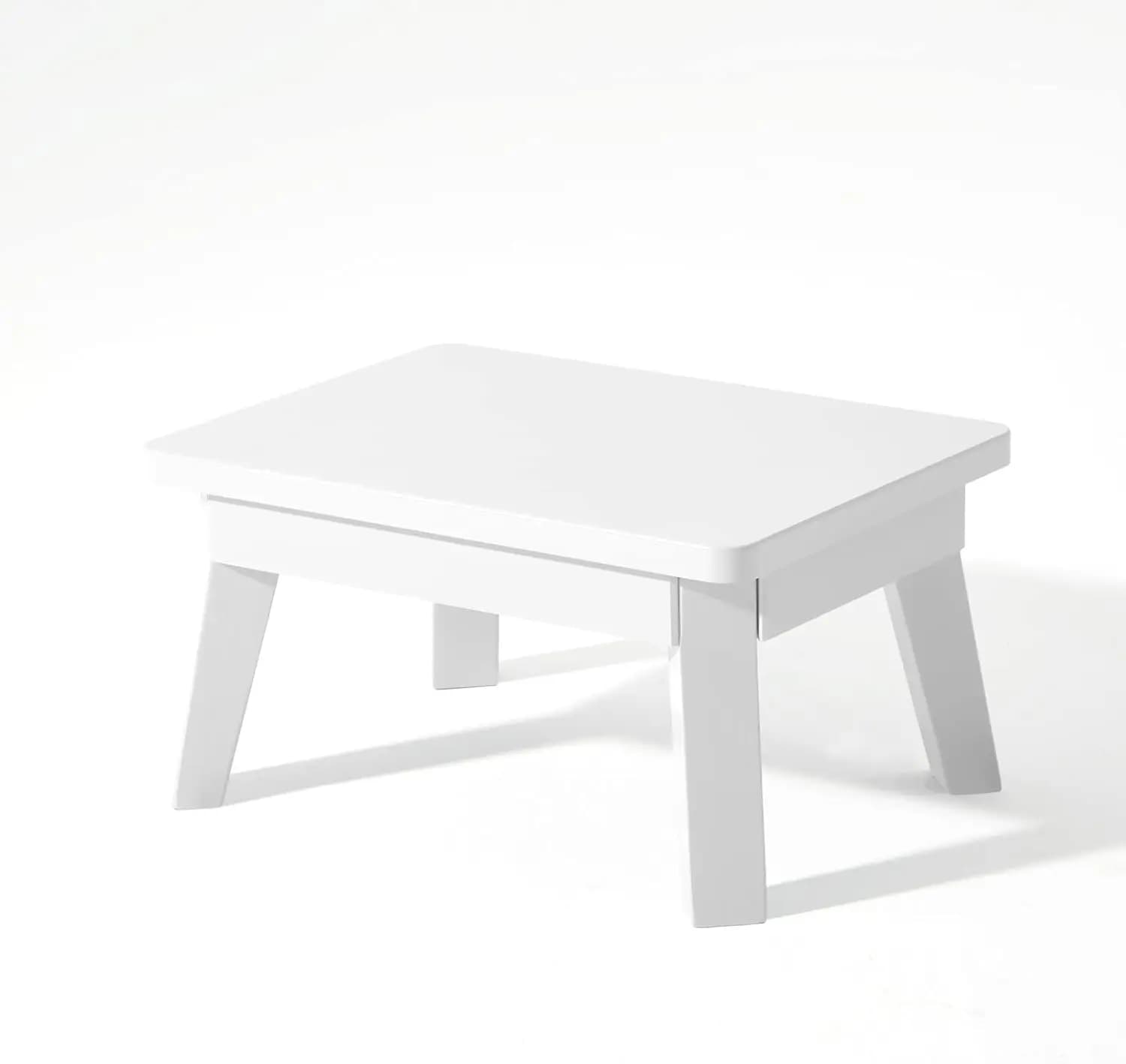 Sgabello con gradino in legno bianco per adulti e bambini, robusto poggiapiedi multiuso per cucina, bagno, camera da letto
