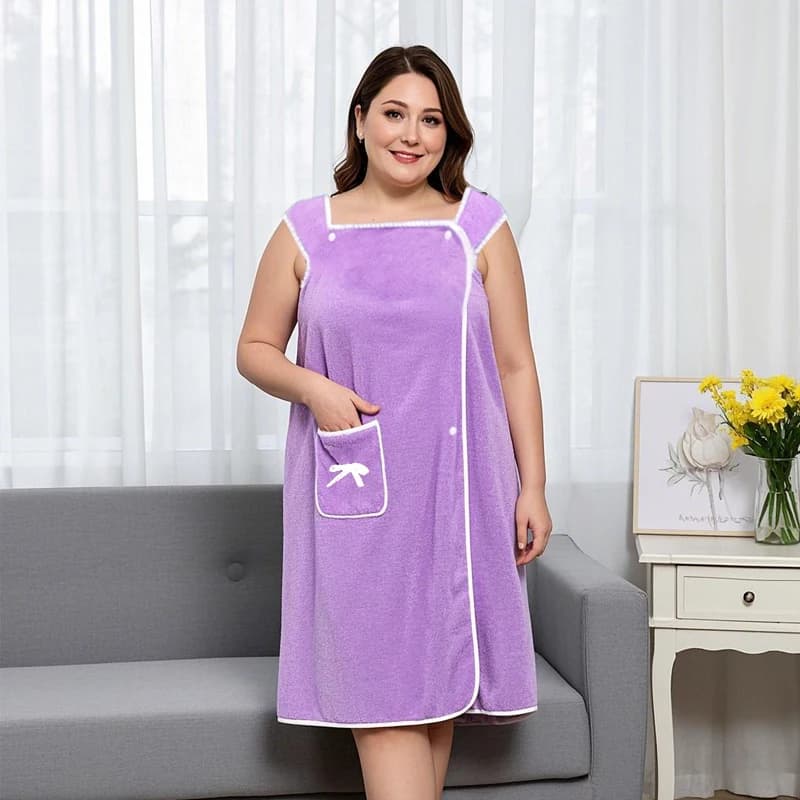 1pc Bath Towel For Women's Home Wearable Wrap Adults Water Absorber Polyester Dry Hair Long Style Bathroom Washable Bathrobe