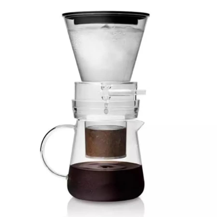 Iced Drip Coffee Maker, 600ml Cold Brew Drip Tower, Adjustable Dripper, Stainless Steel Filter, Makes 2-4 Cups, for Kitchen, Of