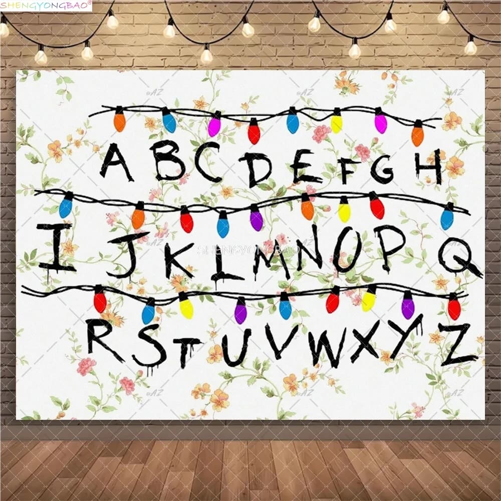 Fondali Fotografici con Lettere Luminose Stile TV Americana, Accessori per Foto, Alfabeto Luminoso, Regalo per Bambini, Sfondo per Feste di Compleanno ZZ-05