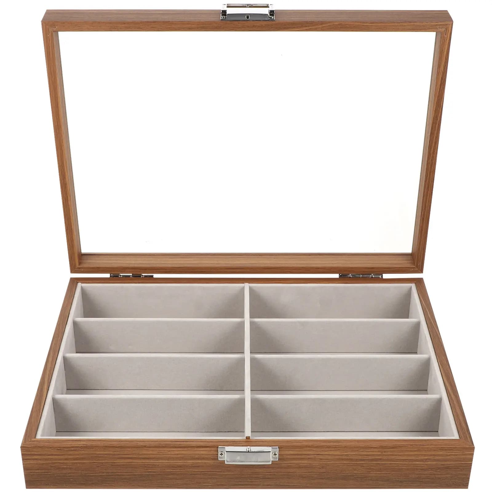 Custodia per Occhiali Multi-Scomparto Portatile con Finestra Trasparente, Organizer Protettivo da Viaggio, Astuccio per Occhiali da Sole