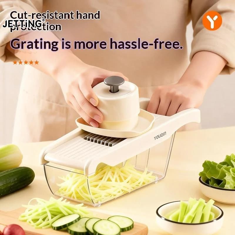 Vegetable Slicer With Anti Cut Hand Guard Multiple Blades And Storage Box For Home Kitchen Daily Cooking