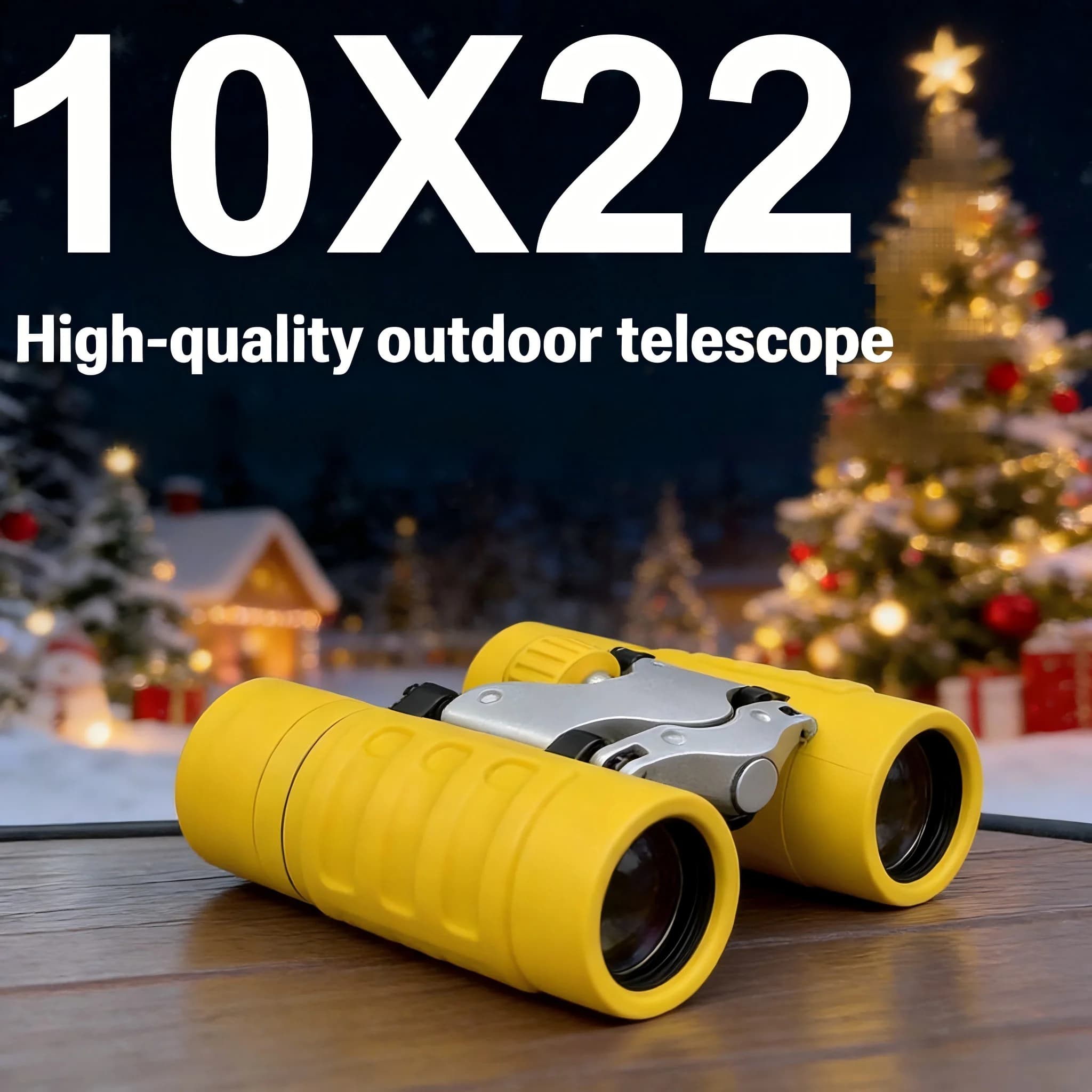 Binocolo tascabile giallo con ingrandimento 10x22 - Binocolo leggero e portatile per adulti, ideale per l'alpinismo