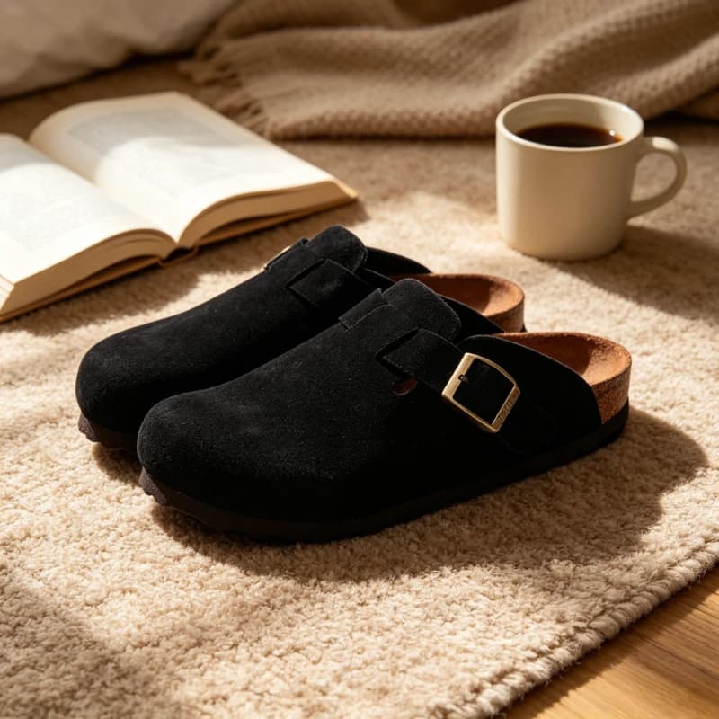 YUYIN Zoccoli e Ciabatte alla Moda per Donna, Ciabatte Classiche in Pelle Scamosciata da Uomo, Mules con Soletta in Sughero, Scarpe in Pelle con Supporto per l'Arco Plantare, Ciabatte da Spiaggia