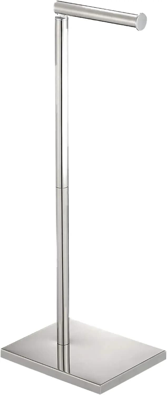 Free Standing Toilet Paper Holder with 4 Rolls, Weighted Base Bathroom Stand, Chrome