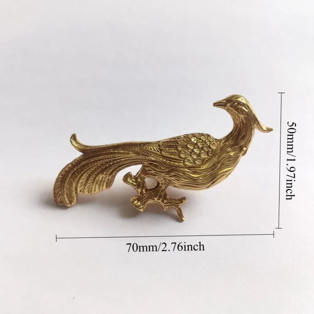 Nuova maniglia per cassetto in ottone massiccio, rame puro, design Phoenix, pomello per porta dell'armadio, maniglia per armadio classica di lusso