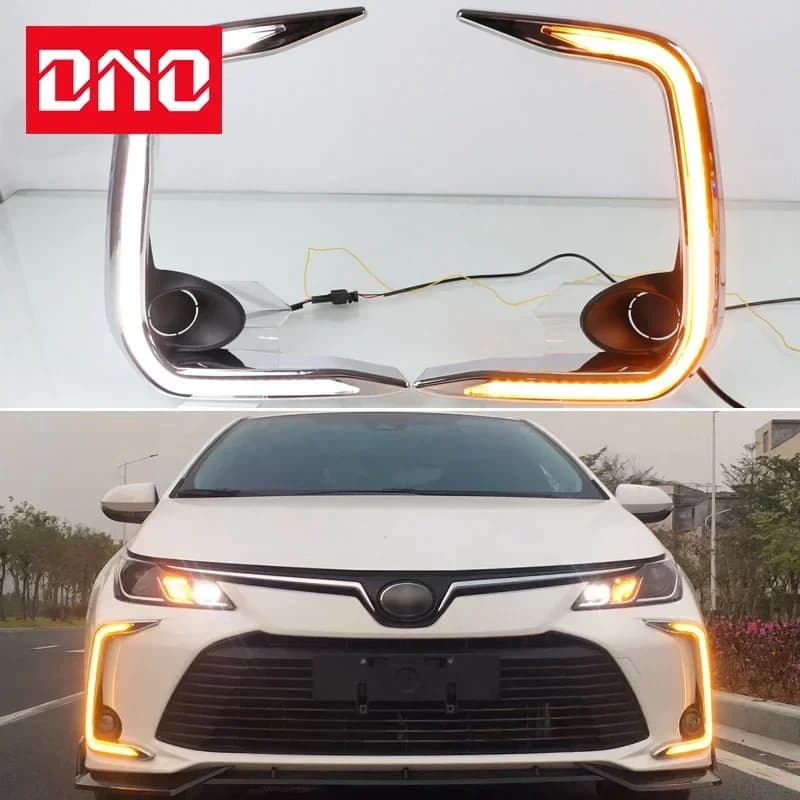 Auto LED DRL 12V Luci Diurne Per Toyota Corolla 2019 - 2023 Giallo Indicatori di direzione Diurni Fari di Guida Auto lampada Fendinebbia