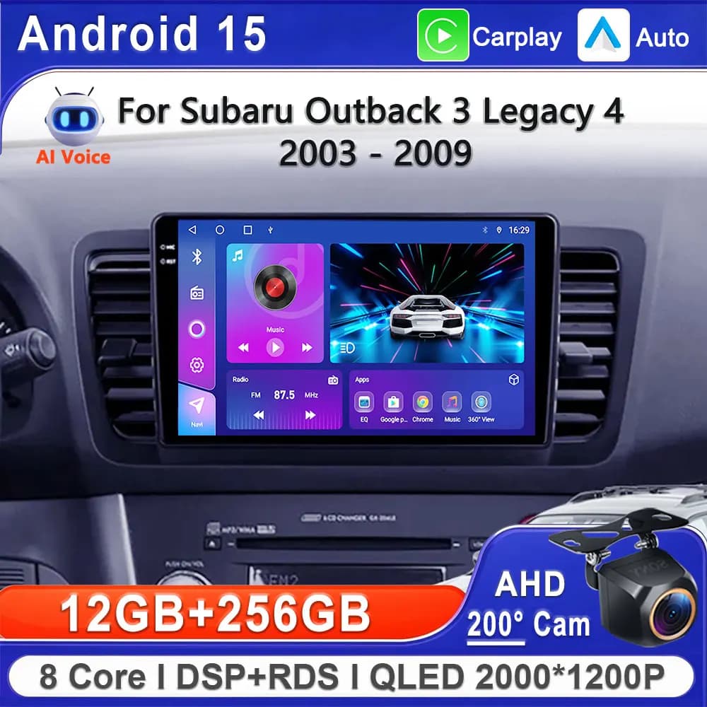 Android 15 Per Subaru Outback 3 Legacy 4 2003 - 2009 Autoradio Lettore video multimediale Navigazione stereo GPS Unità principale Schermo