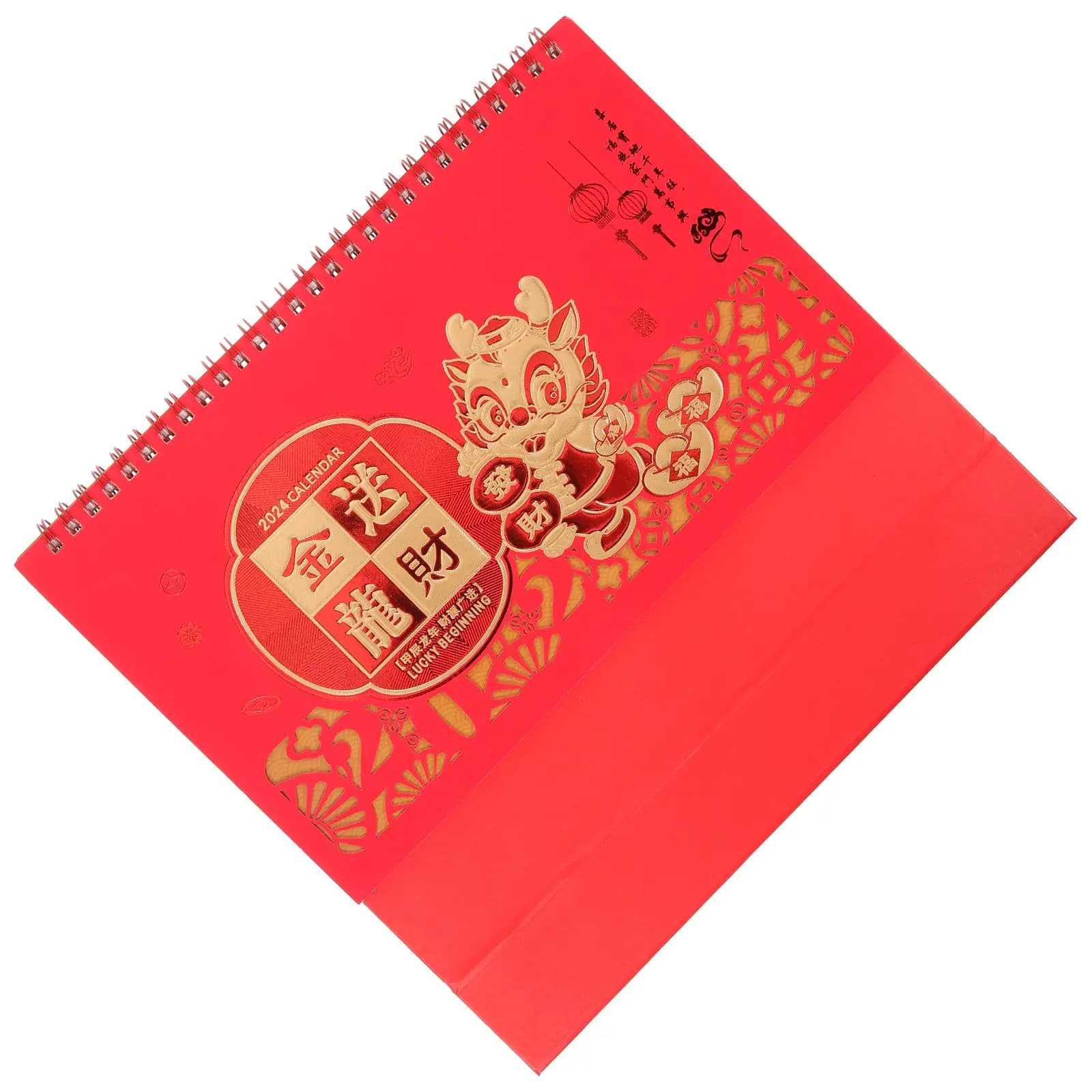 Calendario da scrivania in stile cinese 2024, piccolo calendario da tavolo autoportante, organizer mensile, decorativo, per ufficio e casa