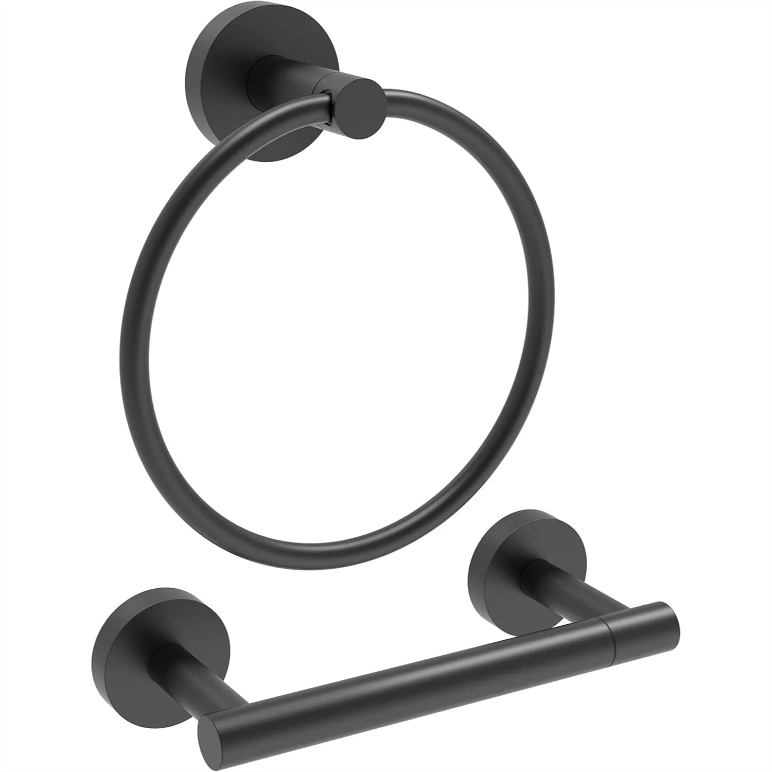 Set Portarotolo e Portasciugamani Nero Opaco, Accessori Bagno in Acciaio Inox SUS304 con Portarotolo Girevole a Doppio Asta