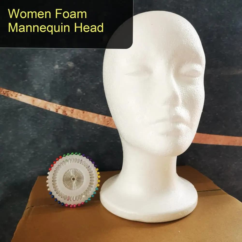 Women's mannequin head in polystyrene foam for wig, hat, light glasses, exposure, jewelry support, DIY painting