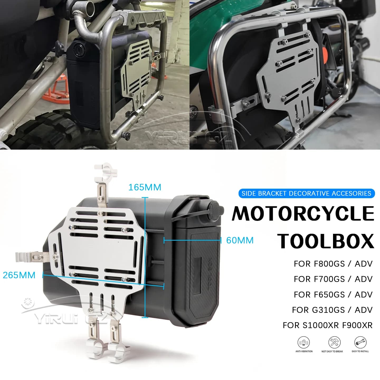 Cassetta degli attrezzi per moto Scatola decorativa laterale impermeabile PER F800GS F700GS F650GS G310GS S1000XR F900XR Cassetta degli attrezzi del kit di pronto soccorso/rottura
