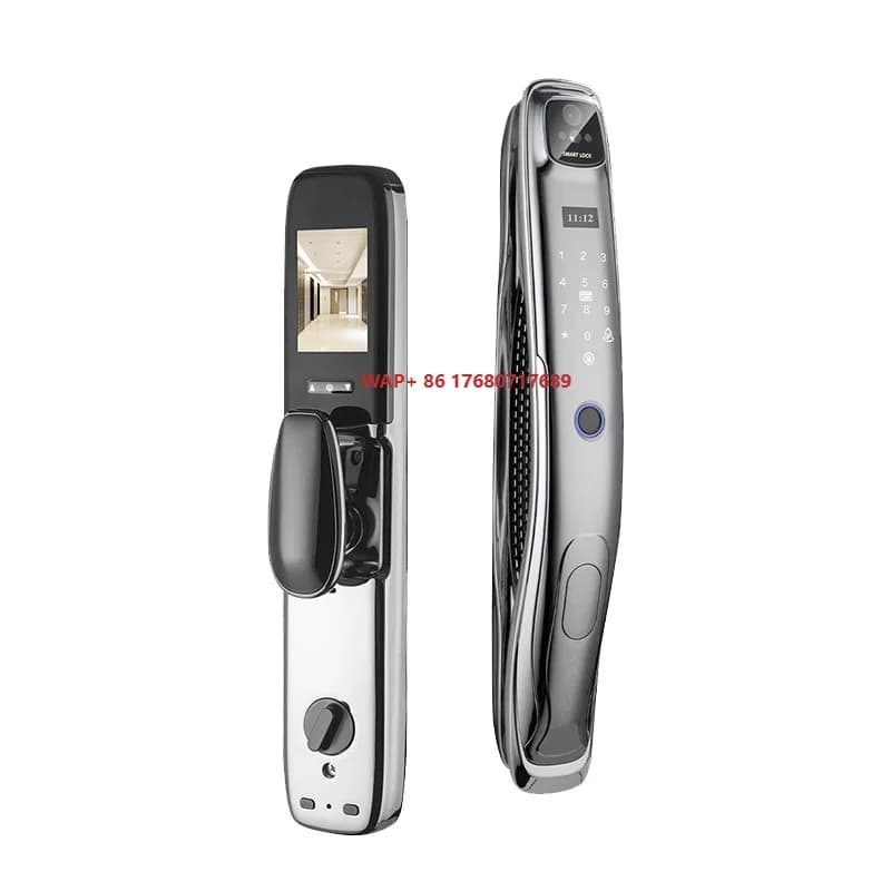 Smart Lock 3D Riconoscimento facciale con impronte digitali Blocco intelligente automatico per legno Include volto spazzolato Graffiti Cat's Eye Cloud