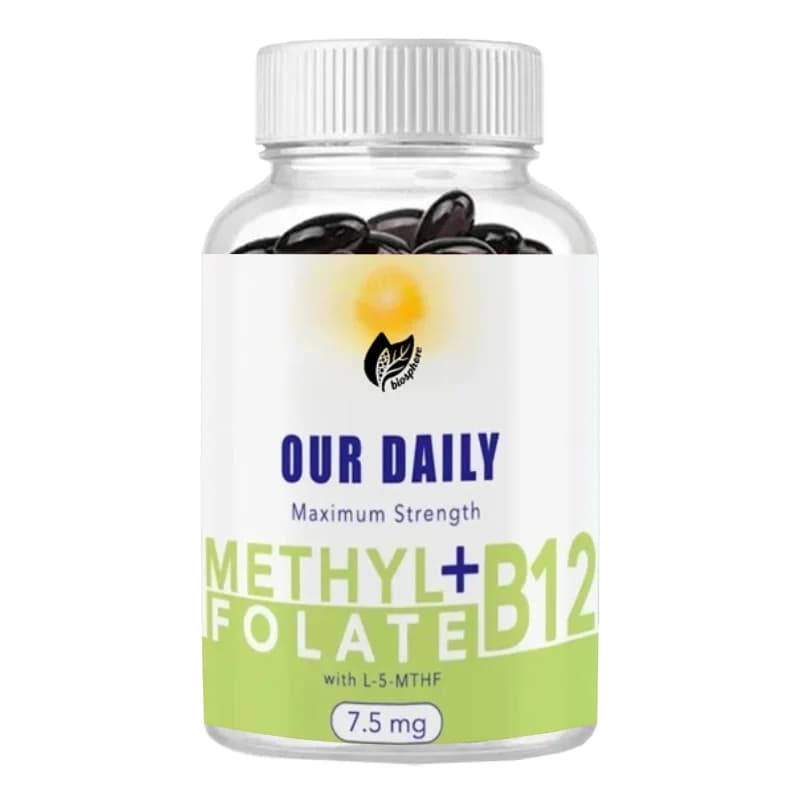 L-Metilfolato+B12 - 60 Capsules - Metilation and Glycine - Immunitarian Support and Vitamin Supplements - Non-GMO Vegetal Capsules