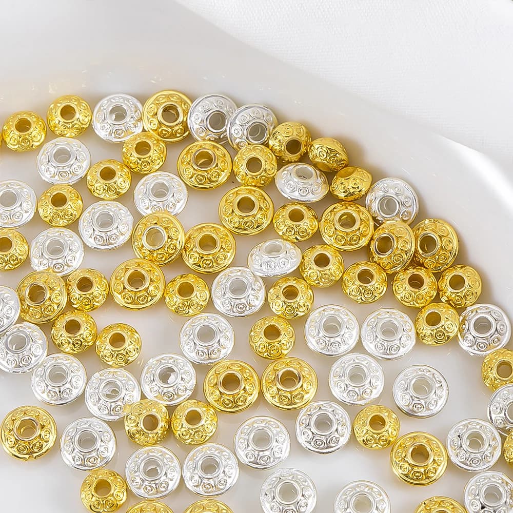 10/20 Pezzi Ciondoli Rotondi Piatti in Ottone Placcato Oro 18K, Perline Sciolte in Rame per Creazione Gioielli Fai da Te, Collane e Orecchini