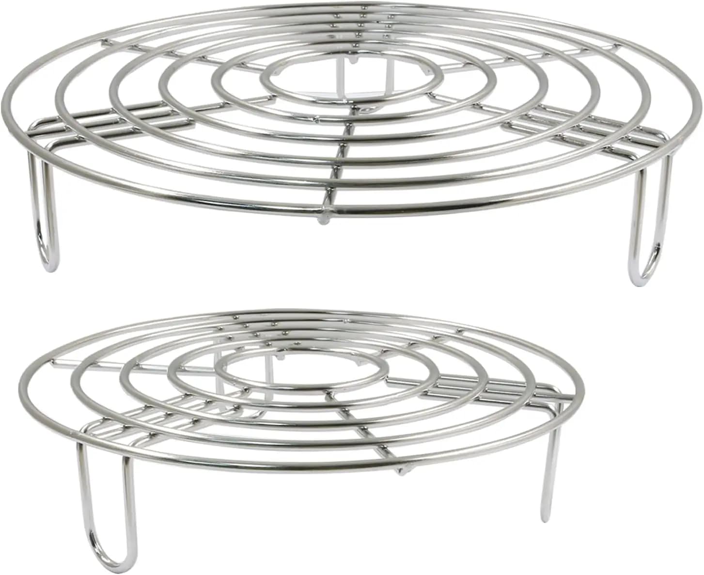 2PCS Round Cooling Racks Stainless Steel | Steamer Rack, Roasting Rack, Fits Air Fryer Stockpot Pressure Cooker, 8' and 6.89' si