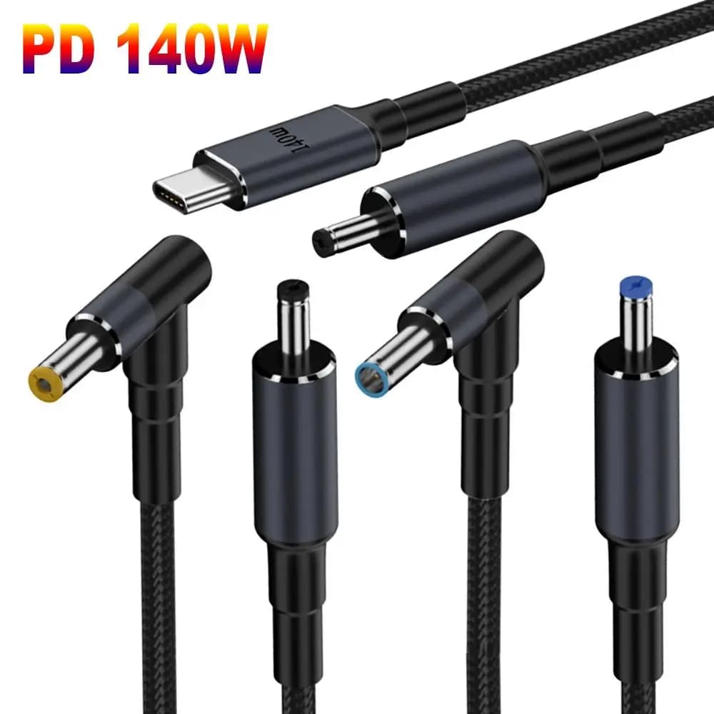 Cavo USB Type C a DC da 180 cm, PD 140W, cavo di alimentazione per laptop, convertitore 20V 7A, cavo di ricarica rapida per HP/Dell/Asus