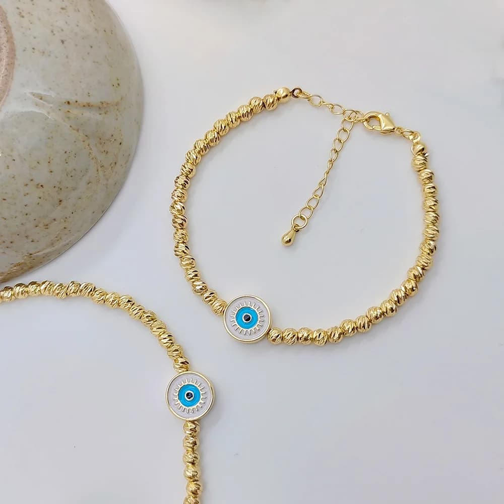 Kkwhead smalto Lucky Evil Eye bracciale all'ingrosso placcato oro perline bracciali gioielli per accessori donna