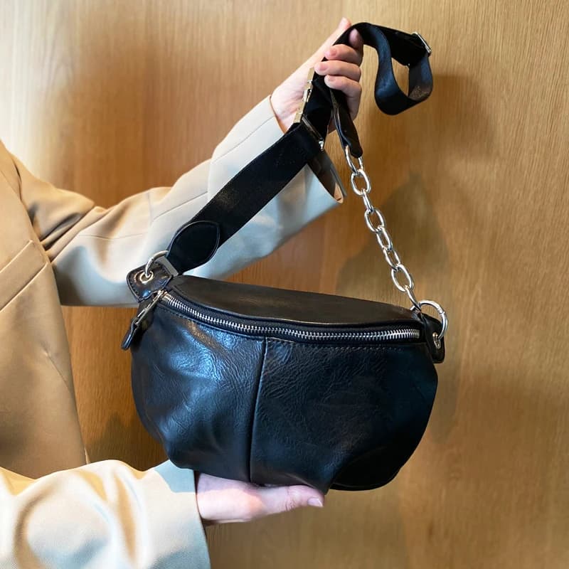 Borse a tracolla con catena per borsa da petto femminile per donna nuove borse a tracolla Piccolo marsupio da donna in pelle PU Portafoglio per telefono al seno