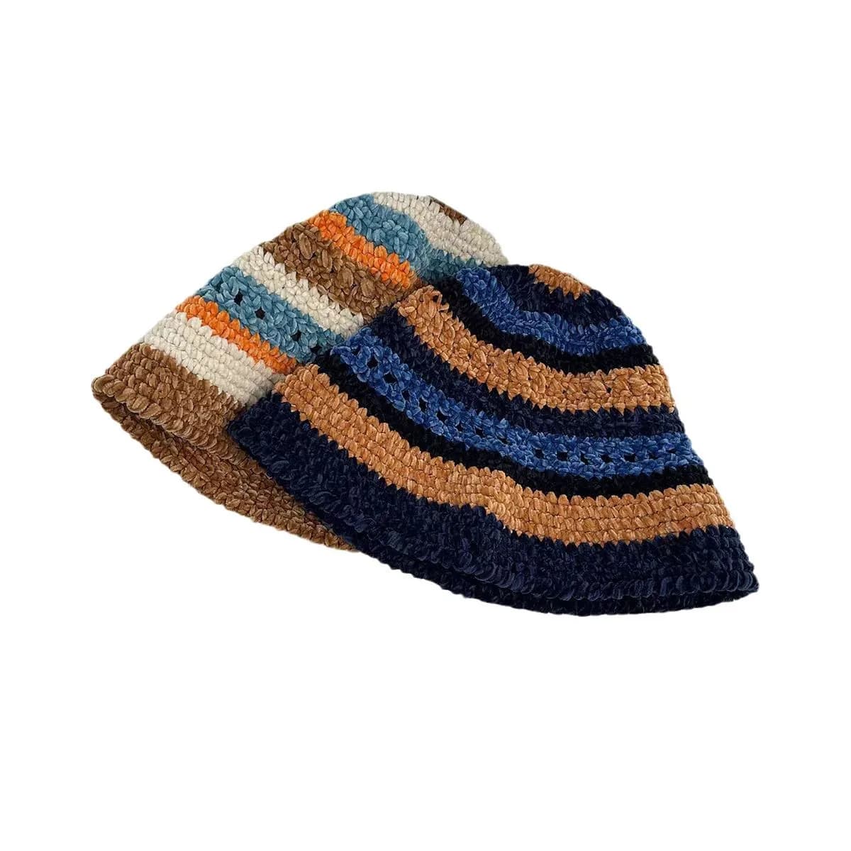Vintage Striped Hand-made Autumn and Winter Warm and Thick Woolen Hat Outdoor Leisure Fisherman's Hat