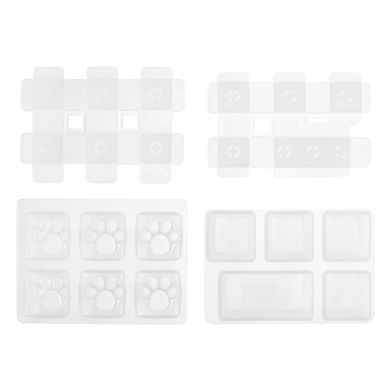 Set of 4 Silicone Prints for Mechanical Keyboard, for Creations in Epoxy Resin, Polished Transparent Stamps and Customization Resistant