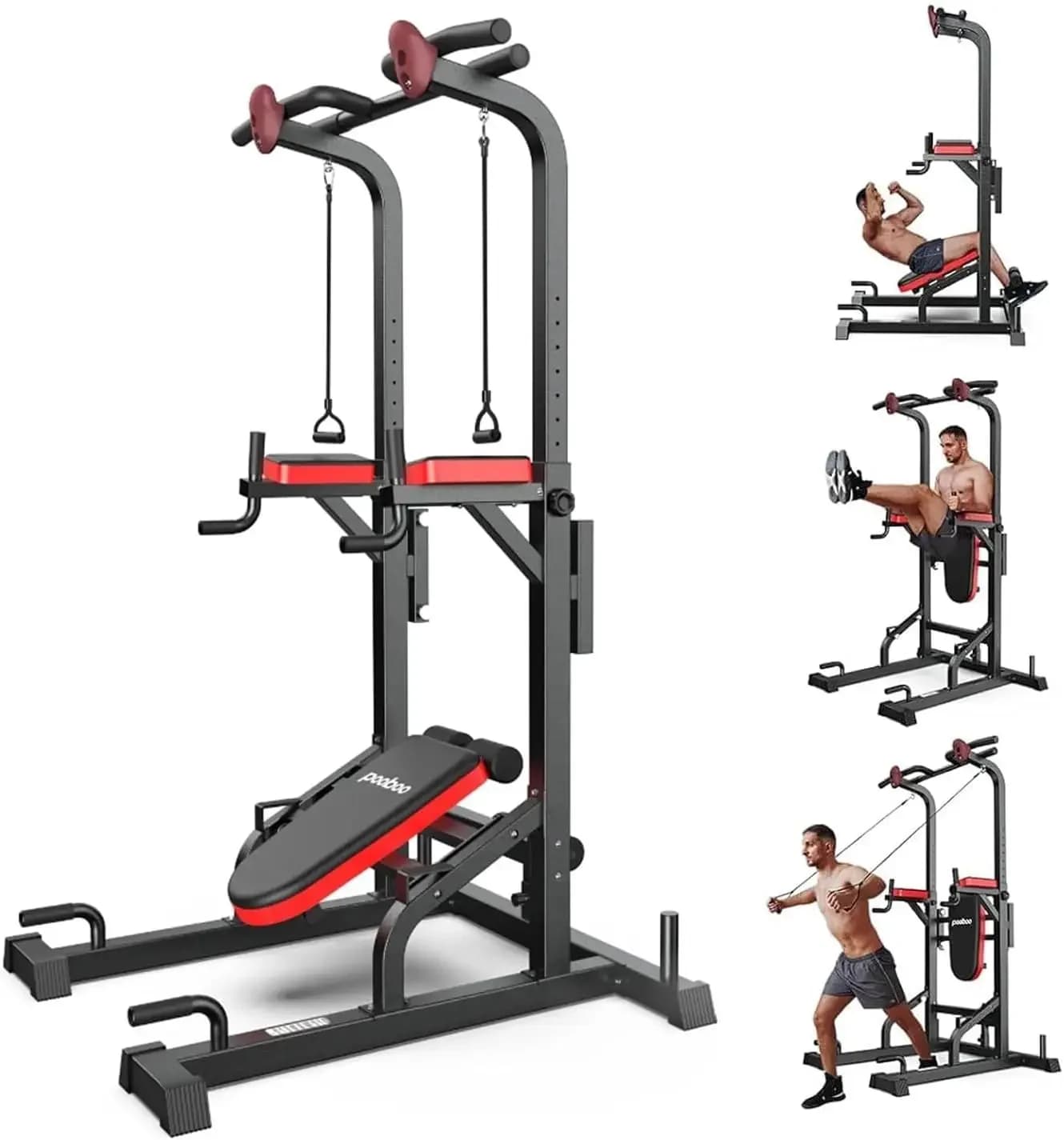 Power Tower Dip Station pull-up bar, adjustable multifunction fitness equipment for your home gym strength training, whole body