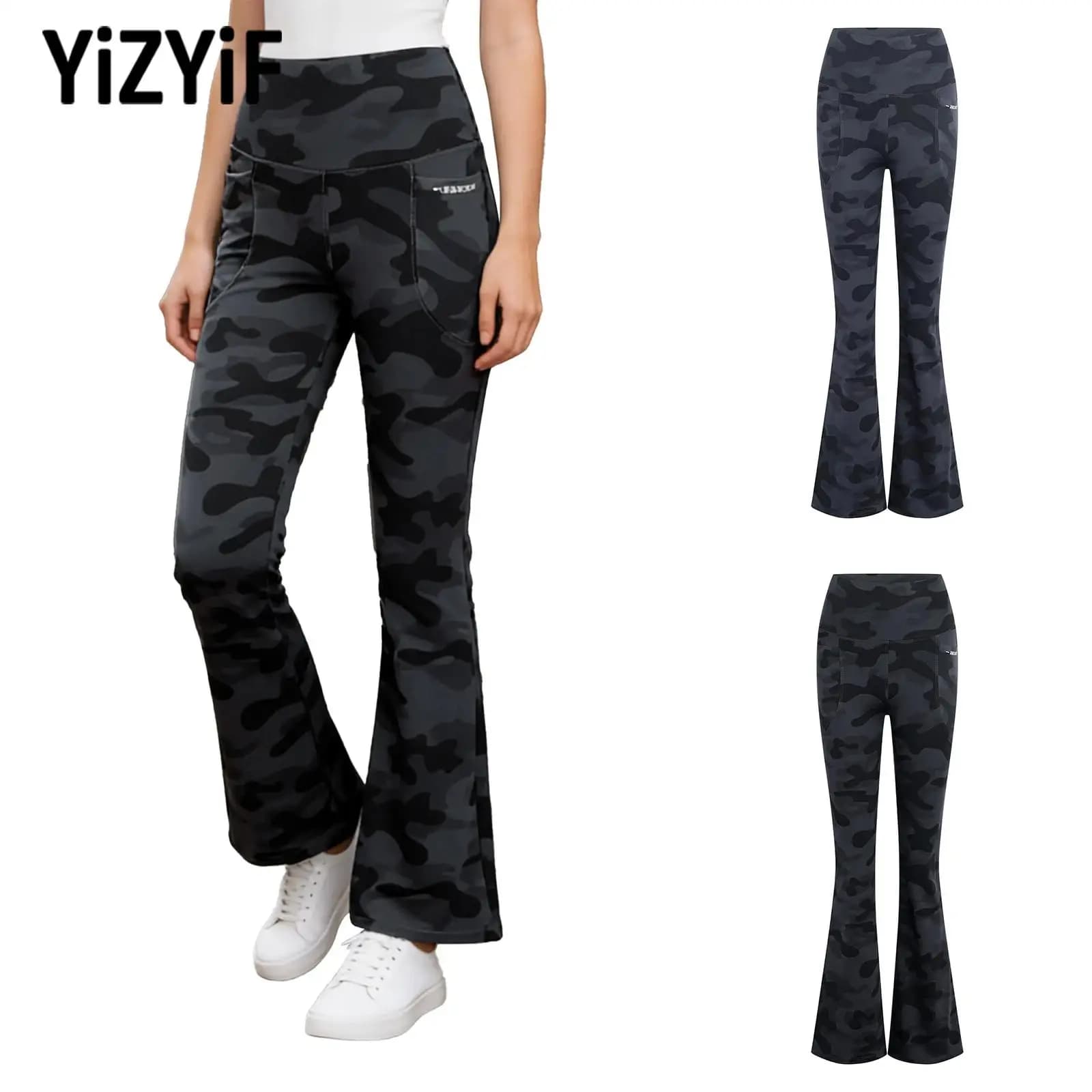 Women's Elasticized Sports Pants, Yoga and Gym Clothing, Elephant Zampa Leggings with Mymetic Print, High Life, Streetwear Style
