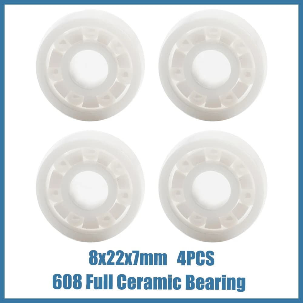 FUSHI 4 PZ 608 Cuscinetti Per Skateboard 8x22x7 mm Completa Ceramica ZrO2 Zirconia APERTA Cuscinetto A Sfere a Gola Profonda Singola Fila