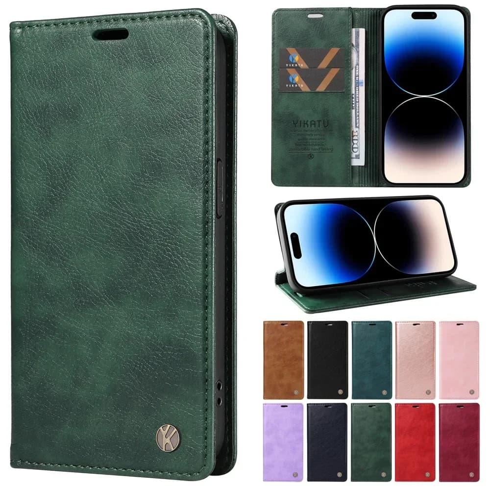 Luxury Leather Protective Case for Samsung Galaxy S24 S23 S22 S21 S20 FE Ultra S10E S9 S8 Plus portfolio case with Flip support