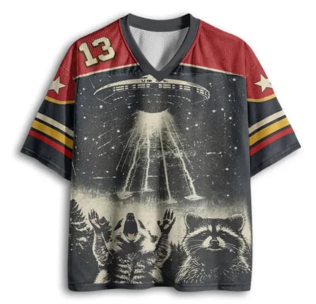 T-shirt 3D Stampata per Appassionati di Alieni, per Adulti e Bambini, con Design Creativo di Procione Alieno e Pianeti, a Blocchi di Colore