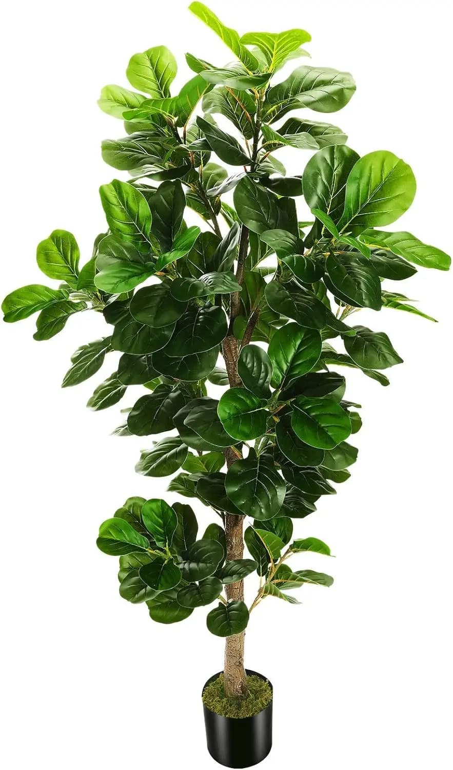 Albero di Ficus Lyrata Artificiale da 1,8 m con Vaso in Plastica, Pianta Finta per Ufficio, Soggiorno, Arredamento Casa, Interni ed Esterni