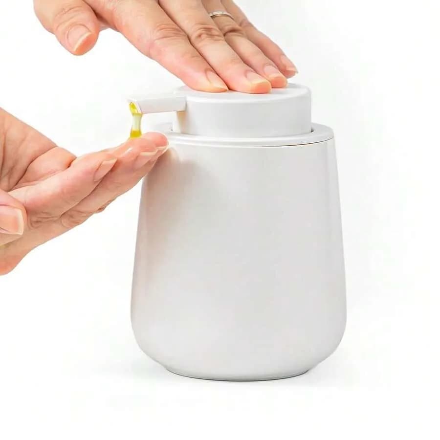 Dispenser di sapone, dispenser di sapone schiumogeno in ceramica con pompa facile da premere per dispenser di liquidi bianchi da bagno