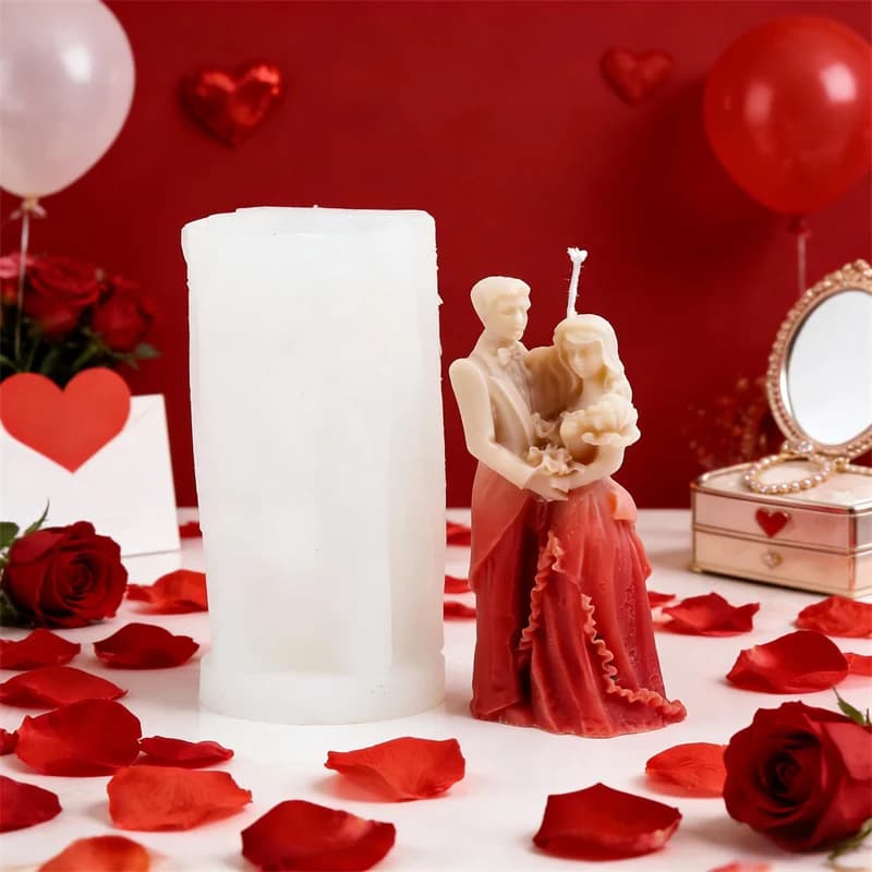 3D Romantic Couple Lovers Silicone Candle Mold Valentine Family Lovers Molds for Hugging Bride and Groom Newlyweds Candle Making