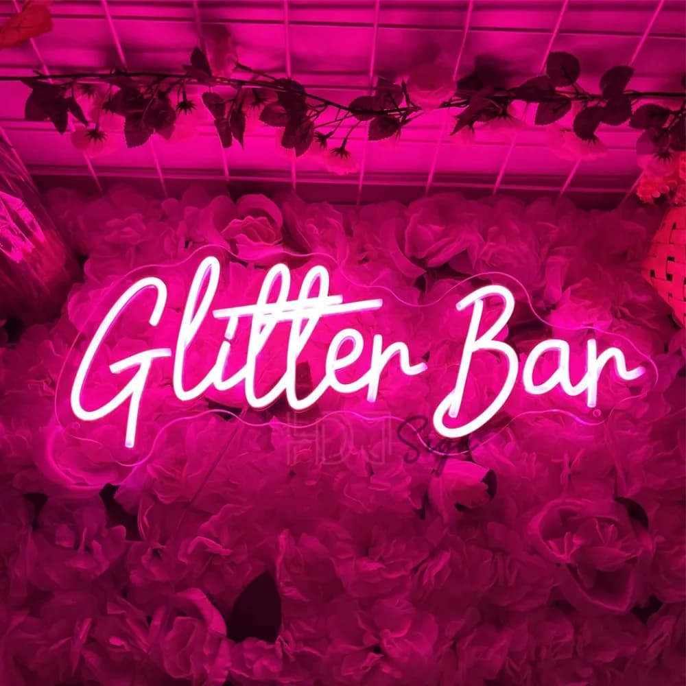 Glitter Bar Insegna al neon Parete a LED Camera da letto Bar Decorazione Flash Bar Salone Insegna al neon Party Room Pub Club Decor Insegne al neon