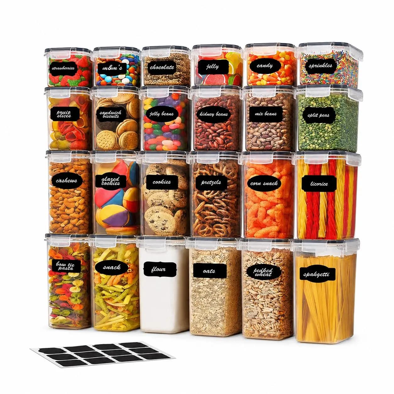 32Pcs Airtight Food Storage Containers Set 16 Pack BPA Free Clear Stackable Kitchen Pantry Organizer Canisters with Leakproof Lids Reusable Meal Prep Box Cereal Flour Plastic Dispenser