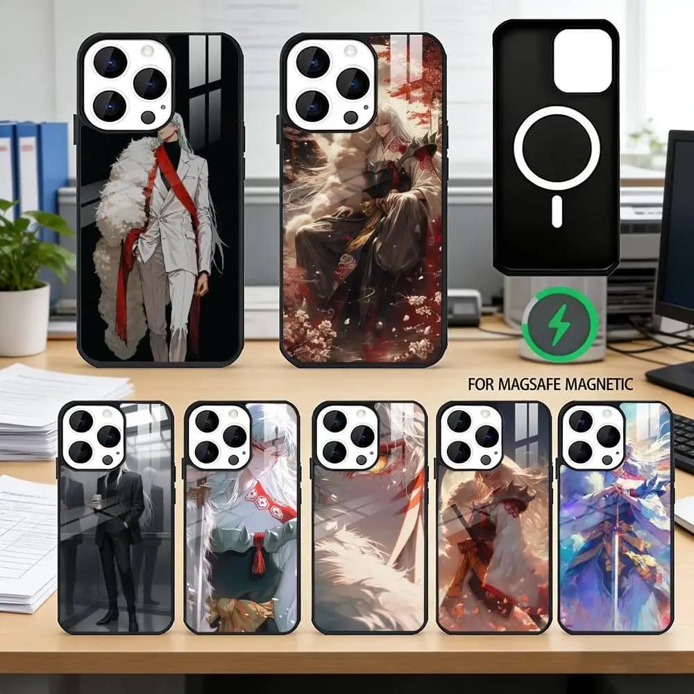 Custodia per telefono I-Inuyasha S-Sesshomaru per iPhone 17, 16, 15, 14, 13, 12, 11 Plus, Pro, magnetica per ricarica wireless MagSafe