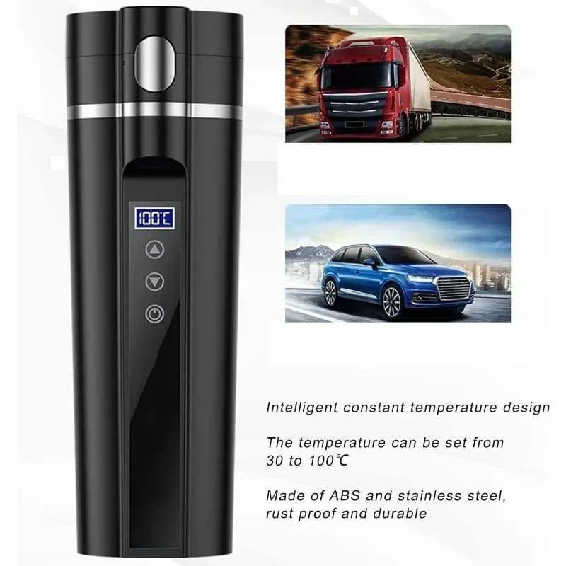 450ml car heating cup electric heated travel kettle intelligent temperature control heating water cup display thermos for auto heat cup
