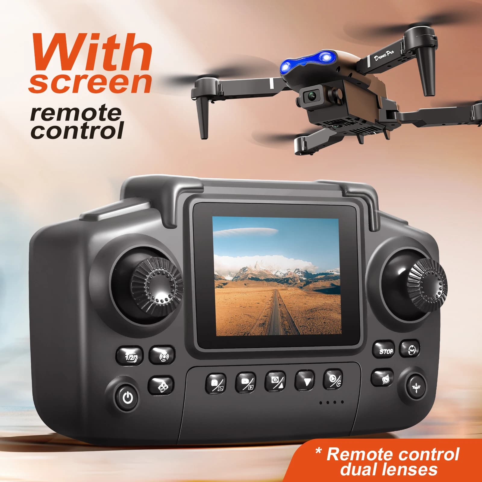 2026 E88D Mini Drone Long Battery Life HD Aerial Photography Built-in Screen Remote Control Foldable Quadcopter Toy