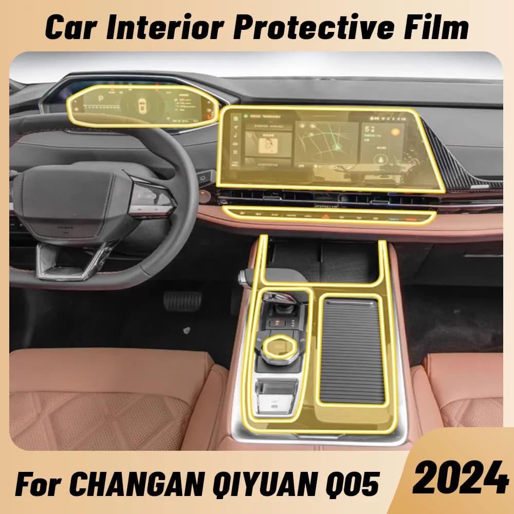 Anti-Graffio TPU Protective Film for Central Console, Dashboard and Auto Navigator for CHANGAN QIYUAN Q05 2024 Accessories