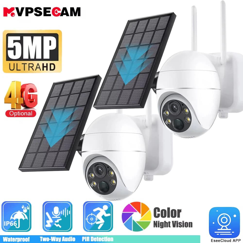 Telecamera Overscam Scheda SIM 4G Pannello solare da 5 MP Monitoraggio esterno Telecamera CCTV PTZ Smart Home Allarme antintrusione bidirezionale Standby lungo
