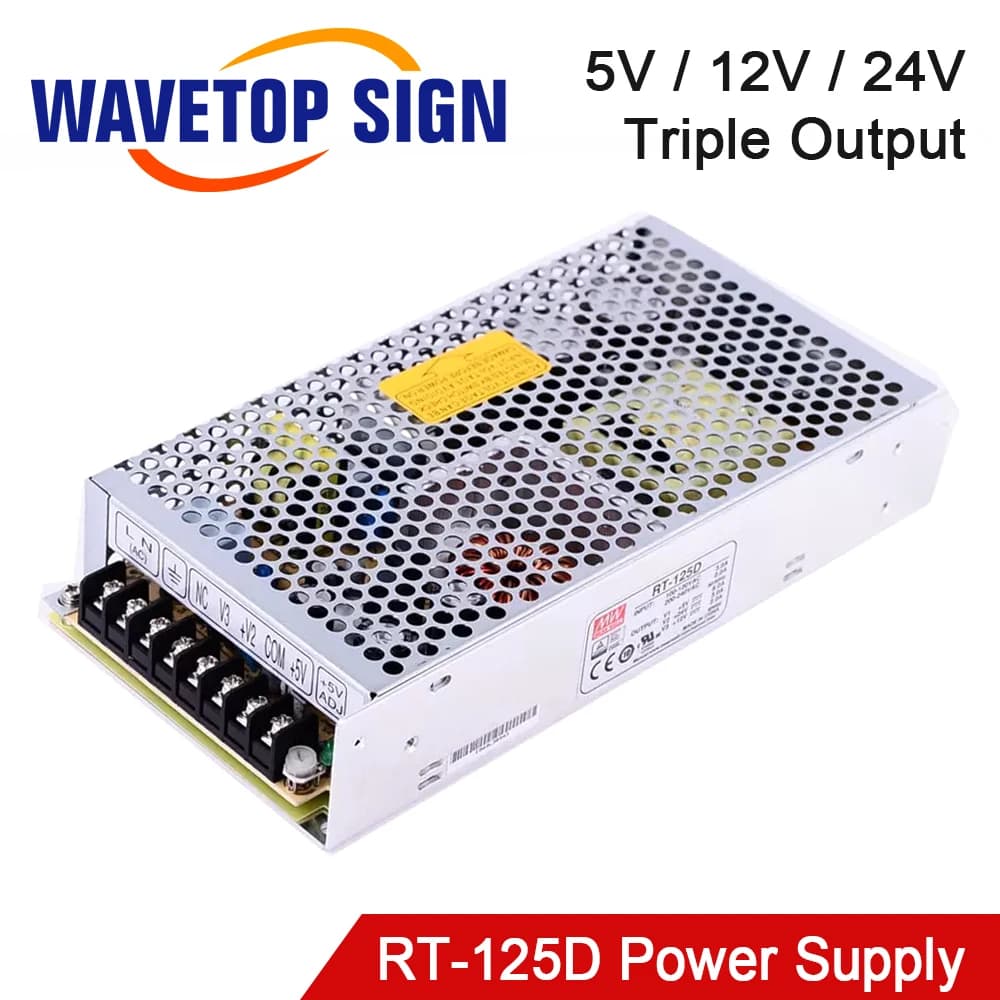 WaveTopSign MeanWell Triple Switch Alimentatore 125W 5V8A 24V3A 12V2A per Router CNC Macchina per incisione e taglio laser