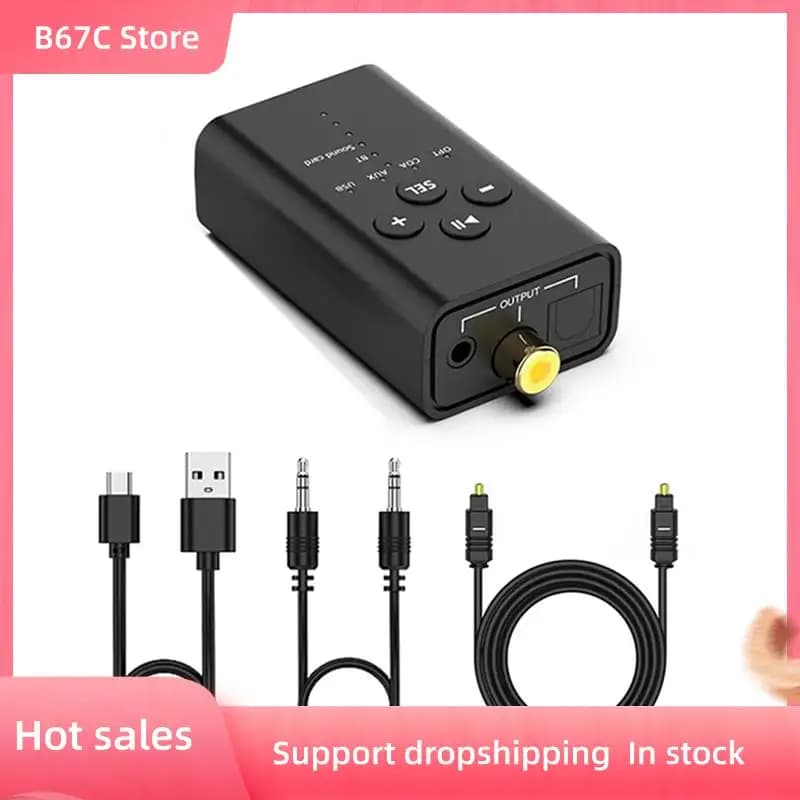 B67C Ricevitore audio Bluetooth USB 5.2 per amplificatore altoparlante PC TV Conversione convertitore audio USB AUX/fibra ottica/coassiale